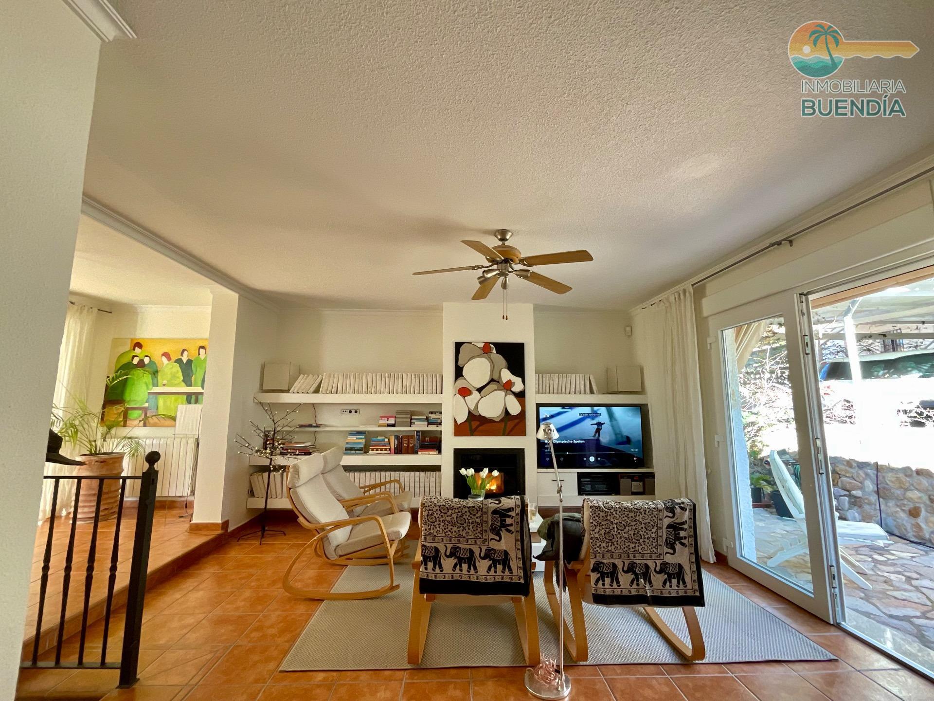 Bright living area with large windows